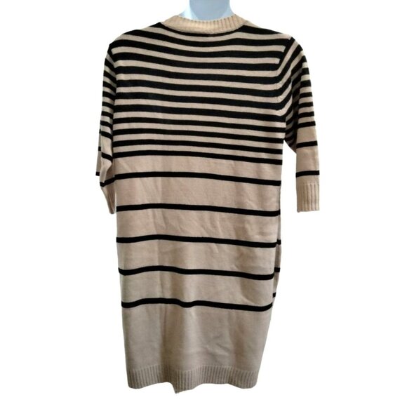 Derek Heart Black Beige Striped Round Neck 3/4 Sleeves Sweater Dress Plus Size 3 - Picture 5 of 7